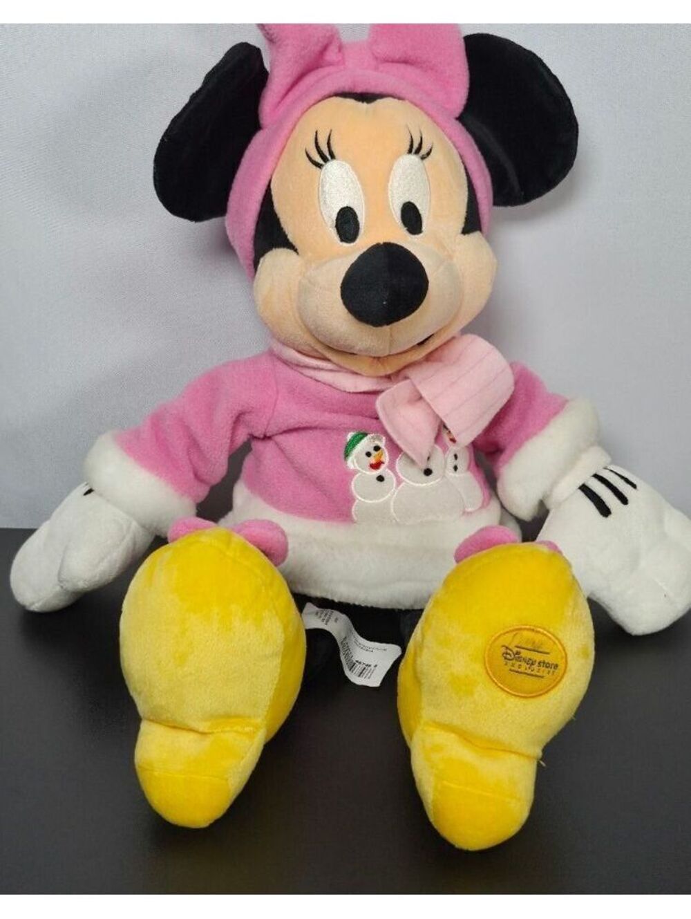 Disney Store Minnie Mouse 18” Pink Winter Snowman Plush